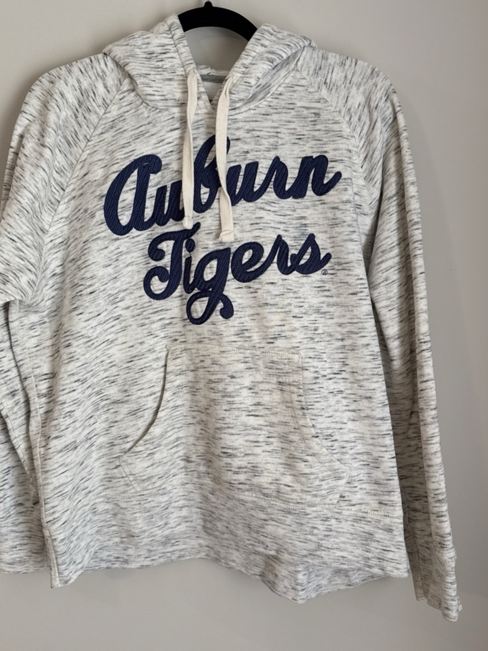 Auburn Tigers Hooded Pullover Sweatshirt - Gray with Navy Script